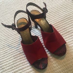 Anne Klein red snakeskin heels